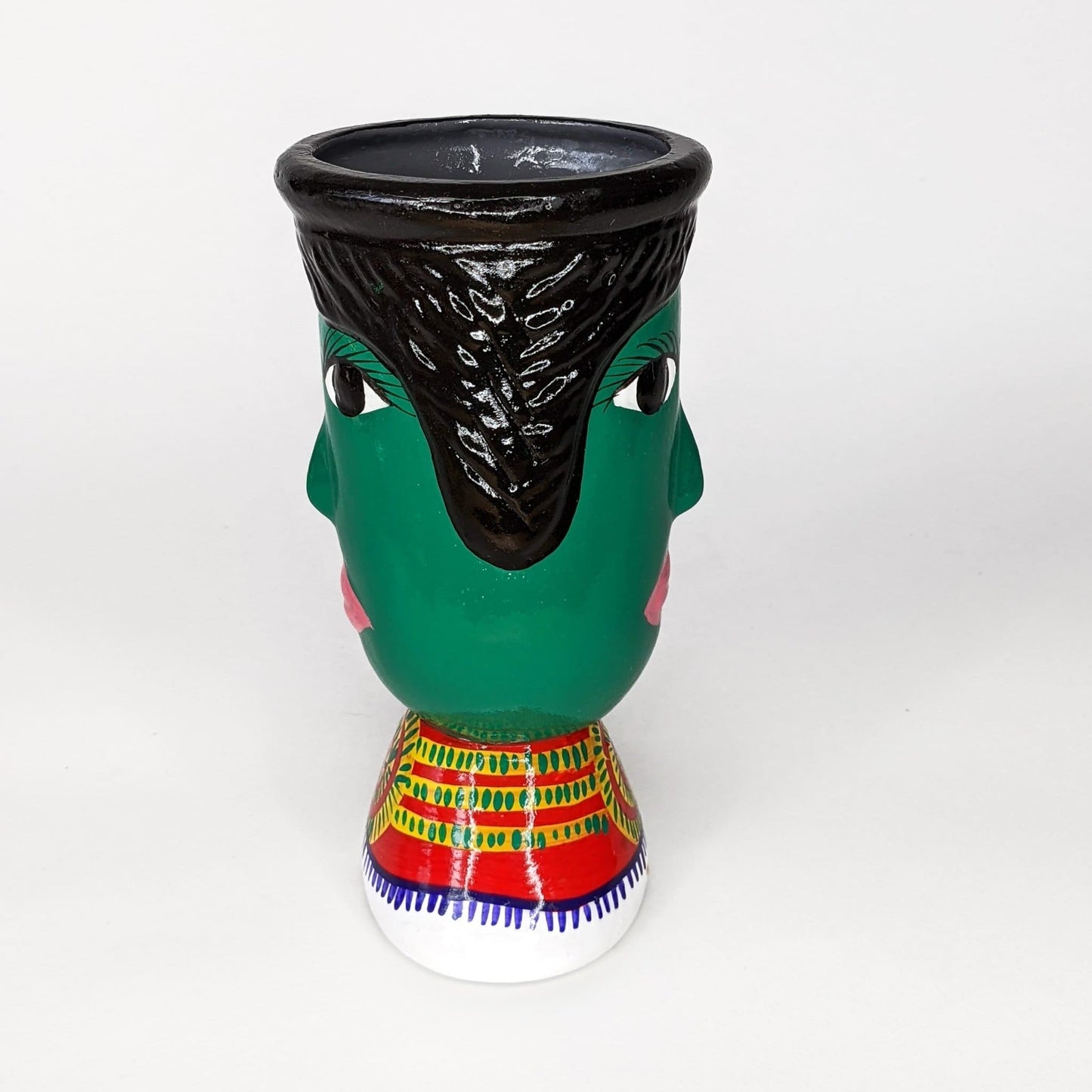 Handmade Ceramic Green Head Vase image 1