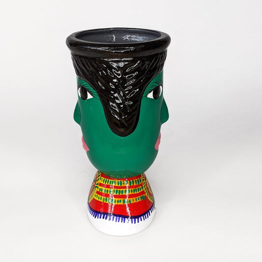 Handmade Ceramic Green Head Vase image 1