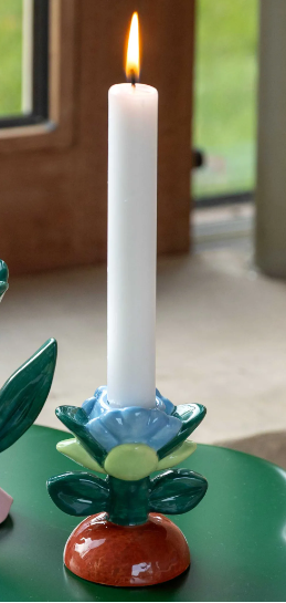 Small Flower Shape Stoneware Candle Holder