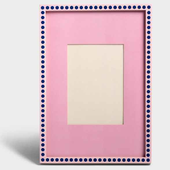 Hand painted Pine Wood Large Dot Photo Frame