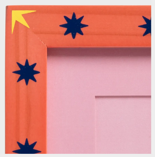 Hand painted Pine Wood Star Design Photo Frame