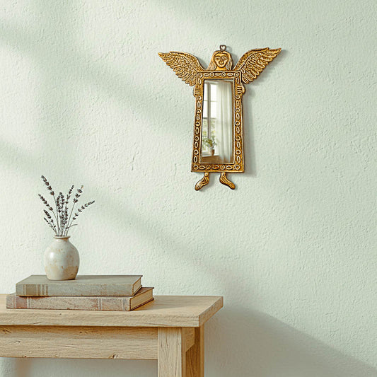 Handmade Golden Tin Angel Wall Mirror