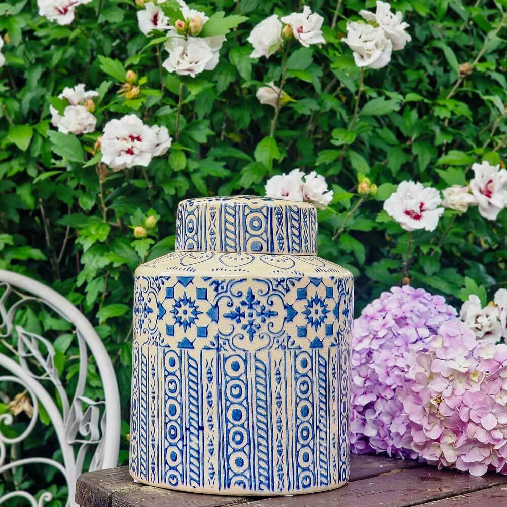 Blue and White Iberian Ginger Jar image 0
