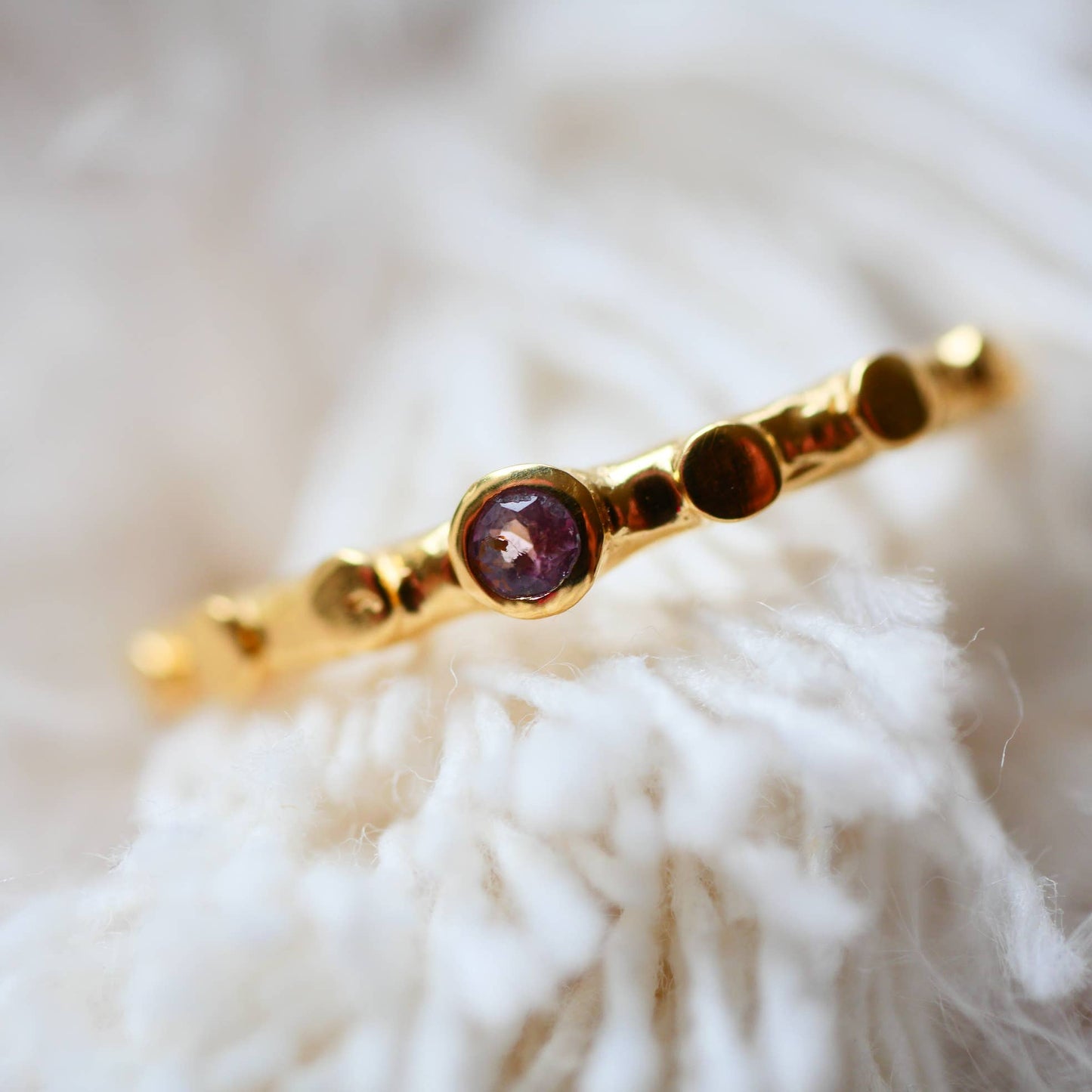 Gold-Plated, Multi-Coloured Tourmaline, Adjustable Ring