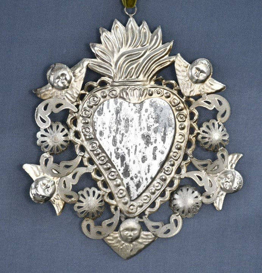 Cherubs Milagro Sacred Heart Distressed Mirror