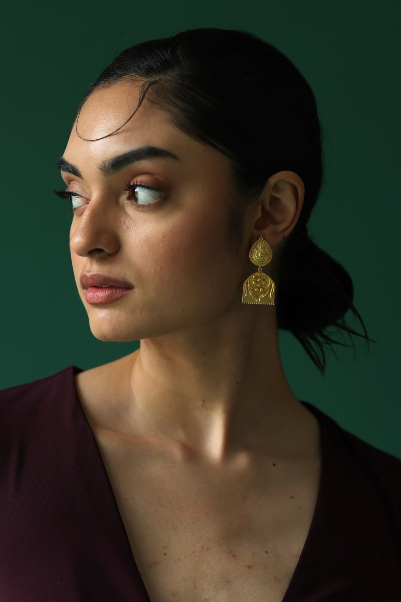 Empress Drop Earrings, 18K Gold Plated