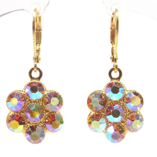 Vintage Flower Swarovski® Crystal Earrings In Gold Topaz