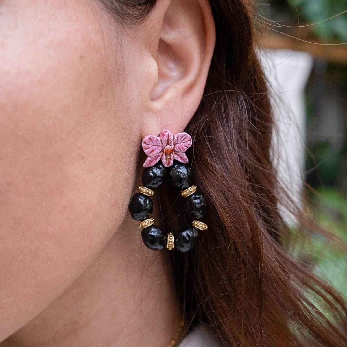 Nach Pink Orchid Round Earrings image 2