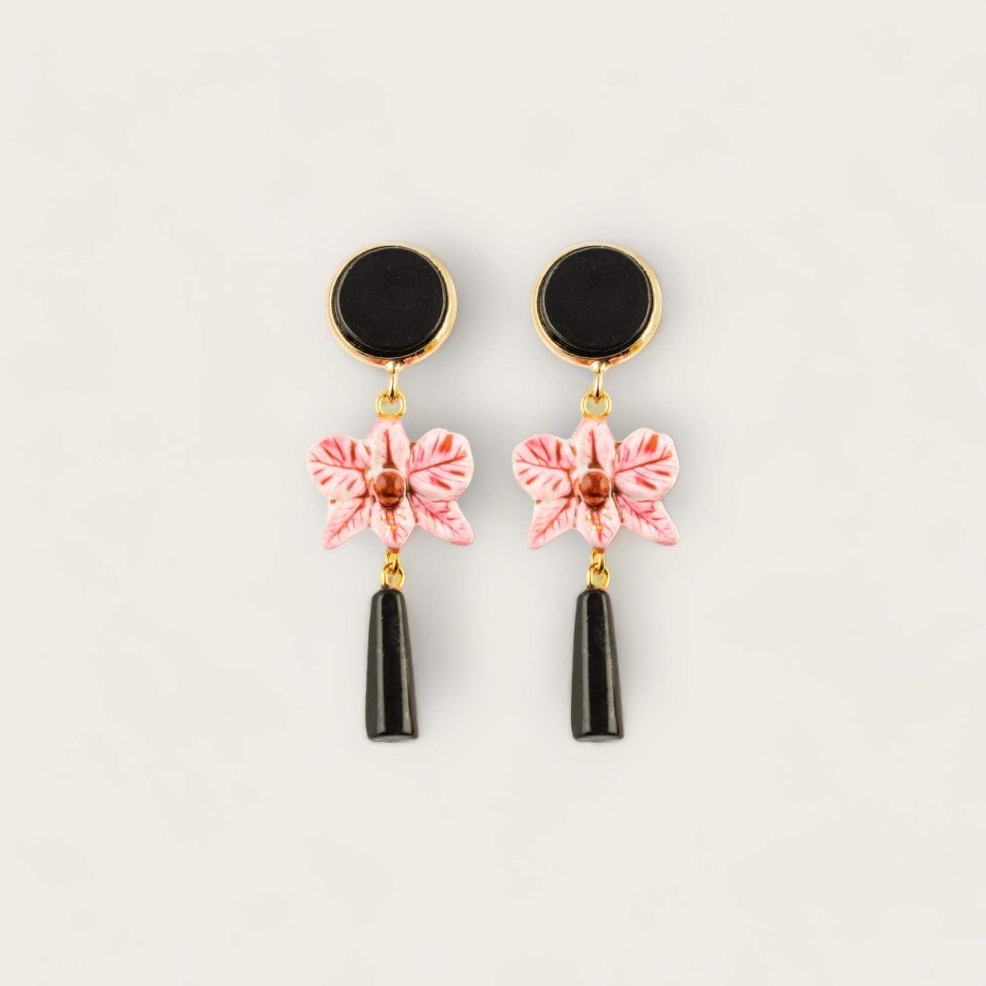 Nach Pink Orchid Pendant Earrings image 0