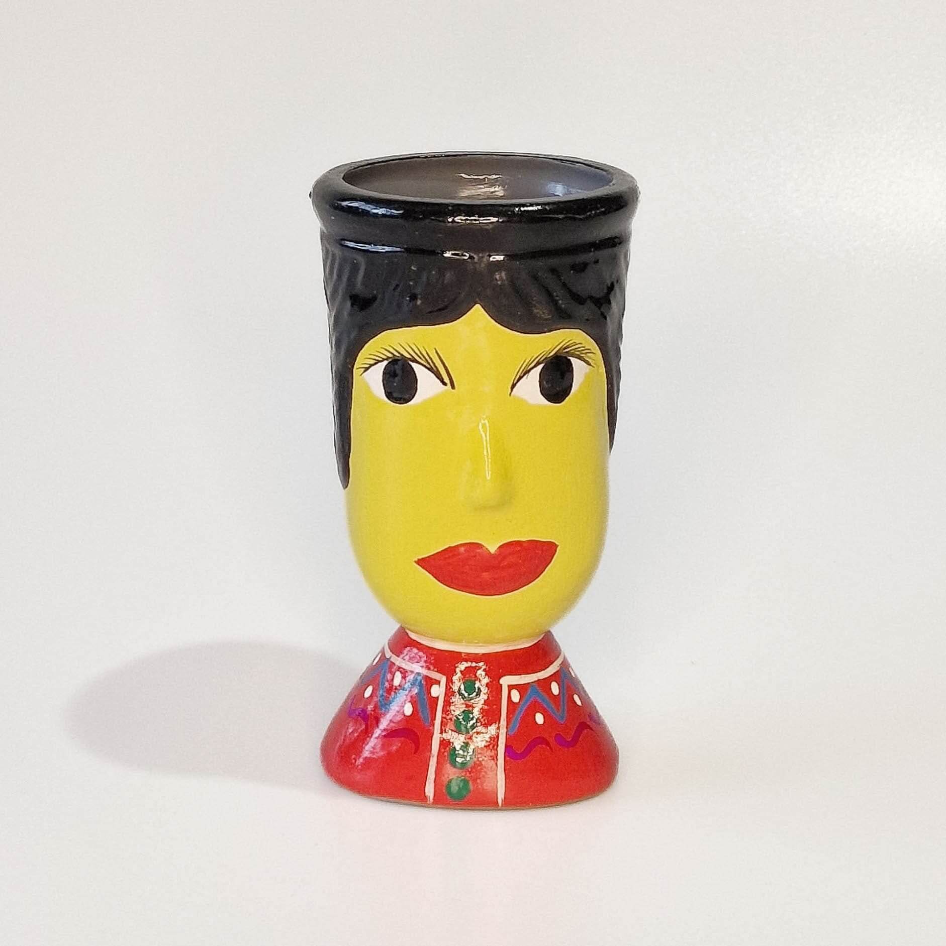 Handmade Ceramic Yellow Head Vase image 0