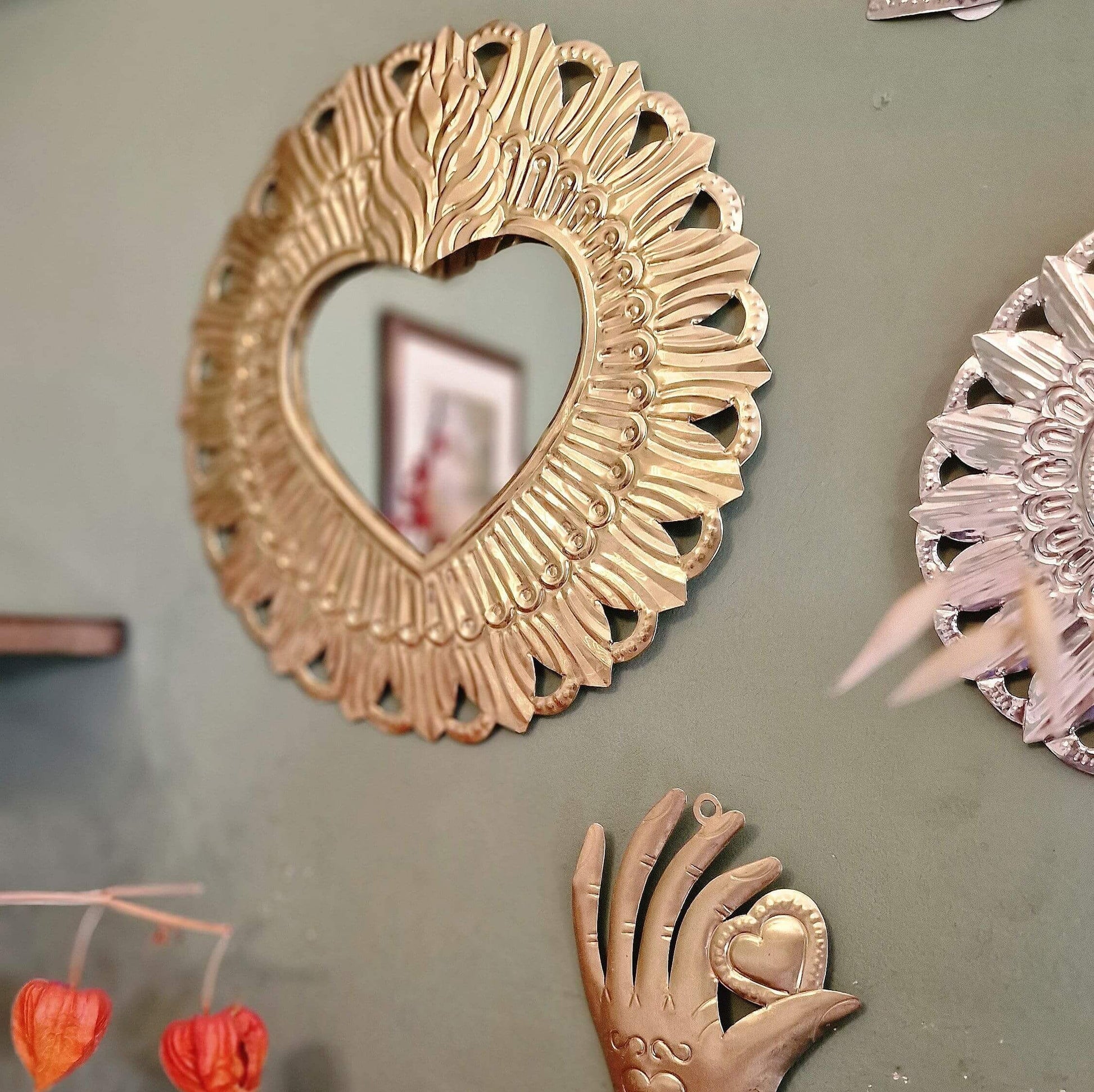 Mexican Tin Heart Mirror image 3