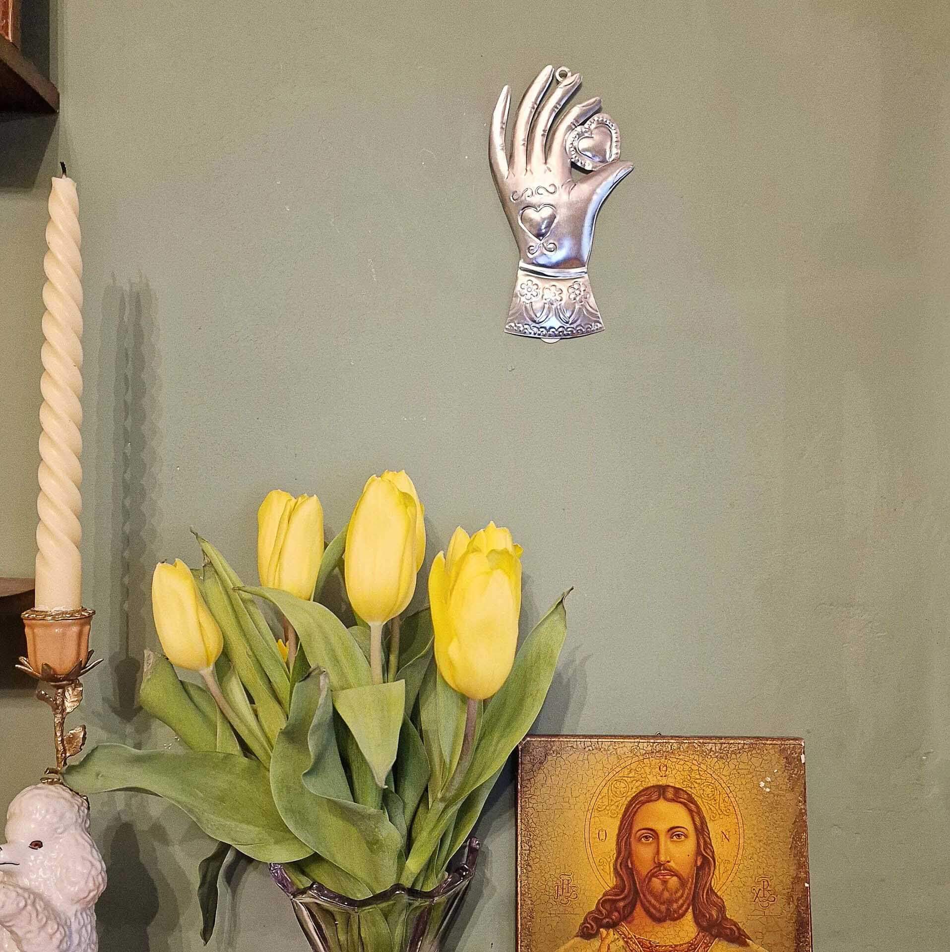Handmade Metal Conquistador's Heart Hand Ex-Voto image 2