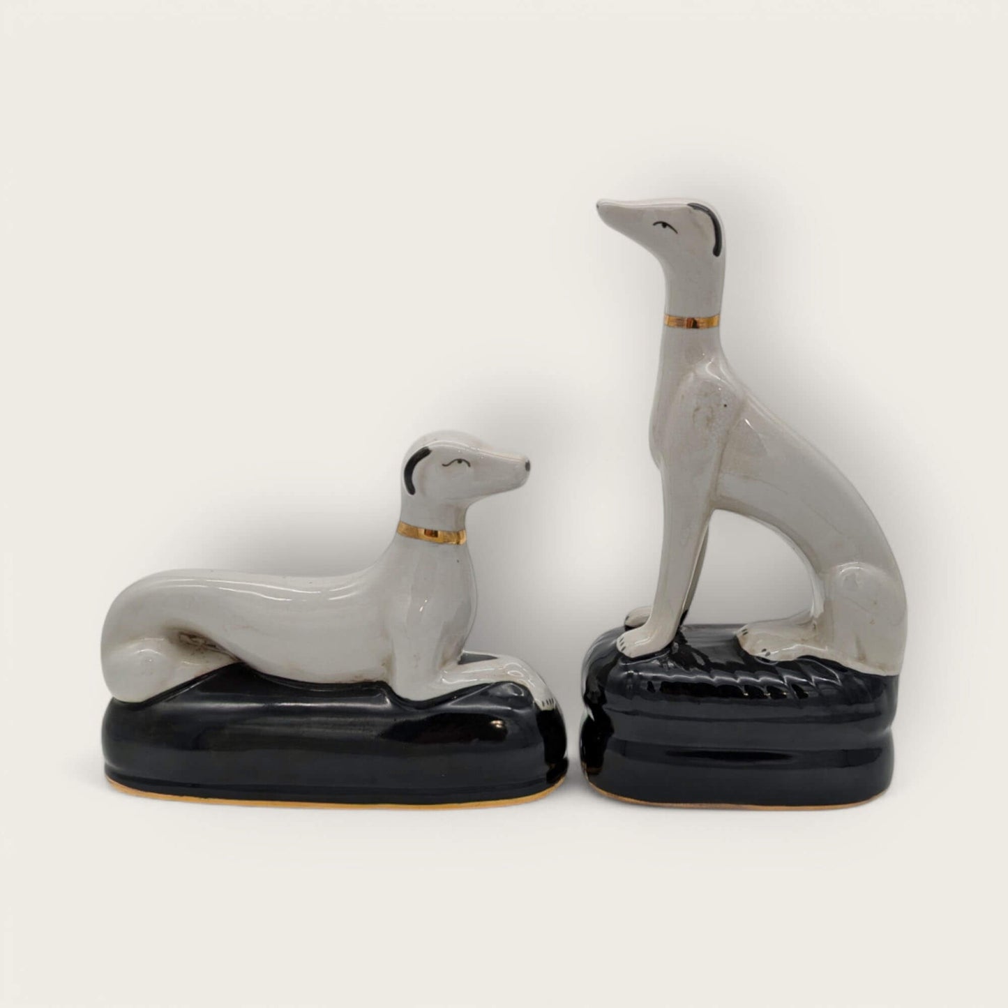 Set of Two Porcelain Whippet Dog Ornaments image 1