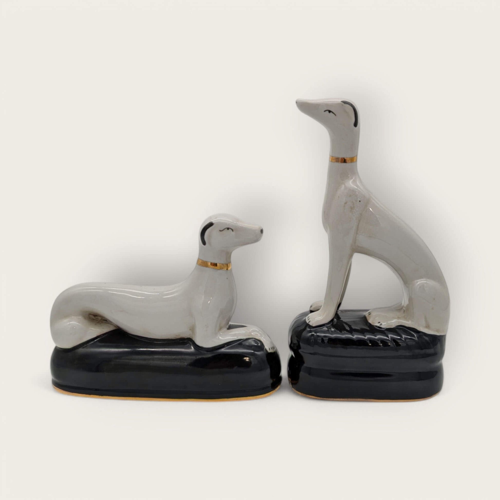 Set of Two Porcelain Whippet Dog Ornaments image 1