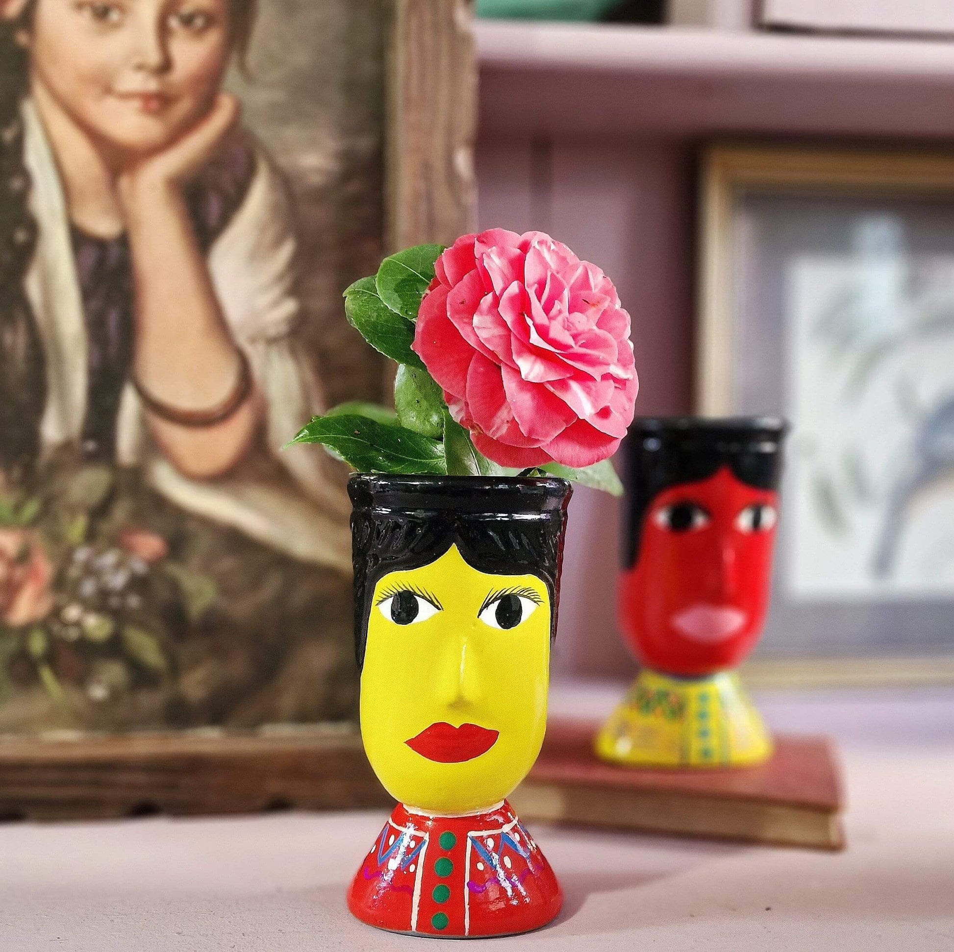 Handmade Ceramic Yellow Head Vase image 2