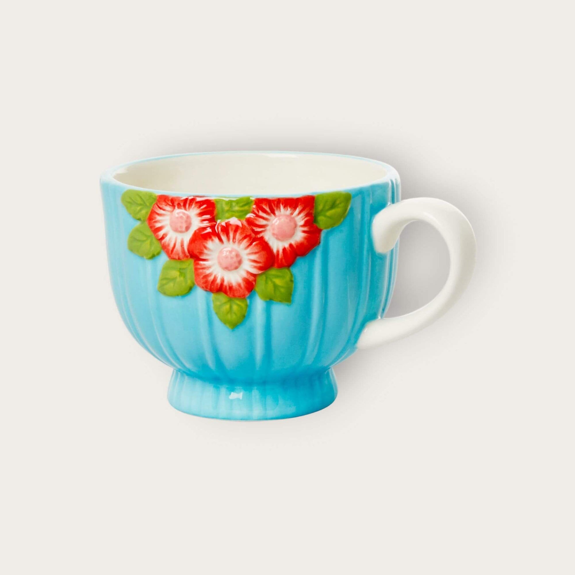 Embossed Flower Mint Ceramic Mug image 0
