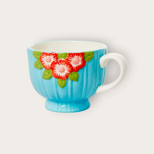 Embossed Flower Mint Ceramic Mug image 0