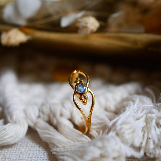 Labradorite Gold Plated Adjustable Ring
