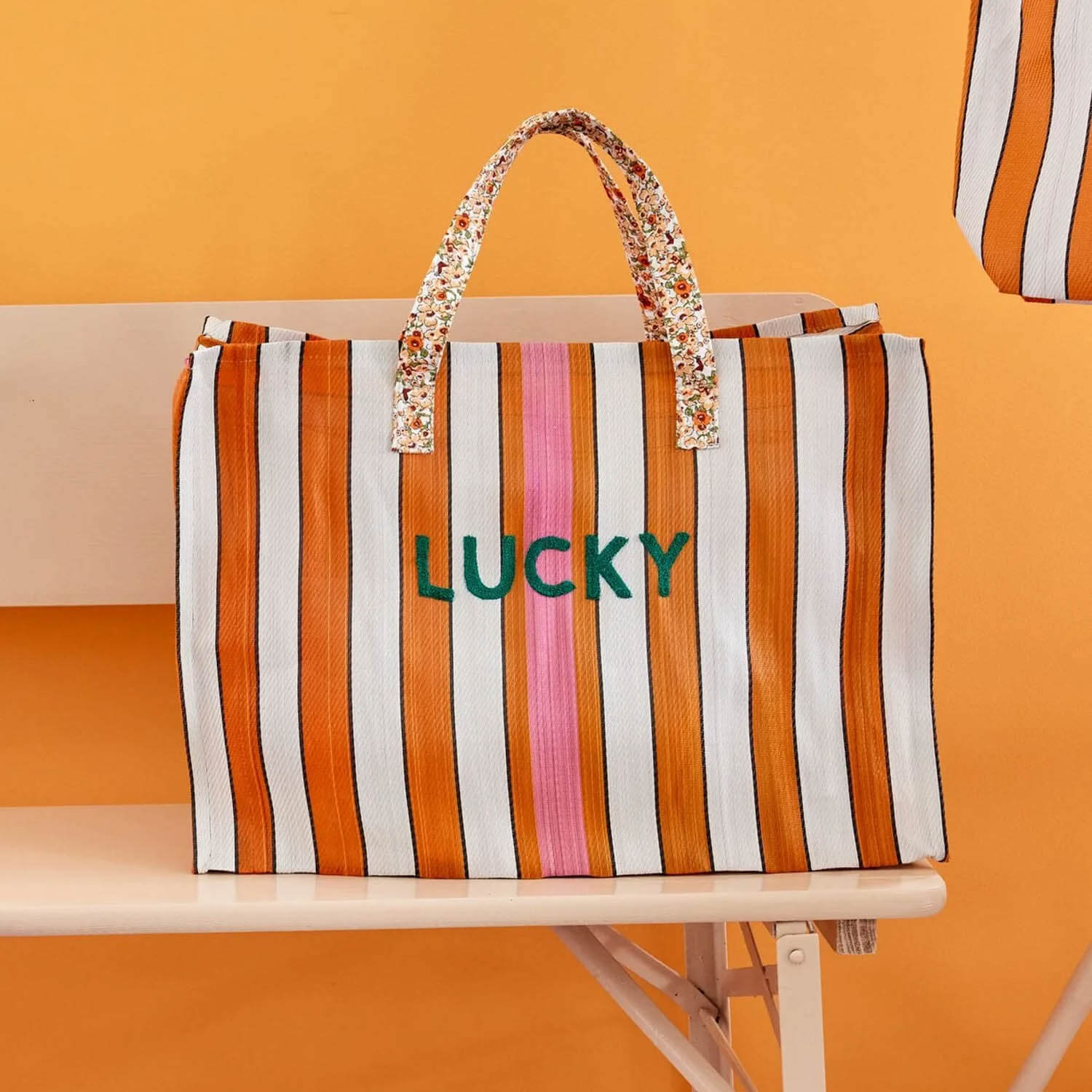 Lucky Recycled Plastic Striped Shopper image 2