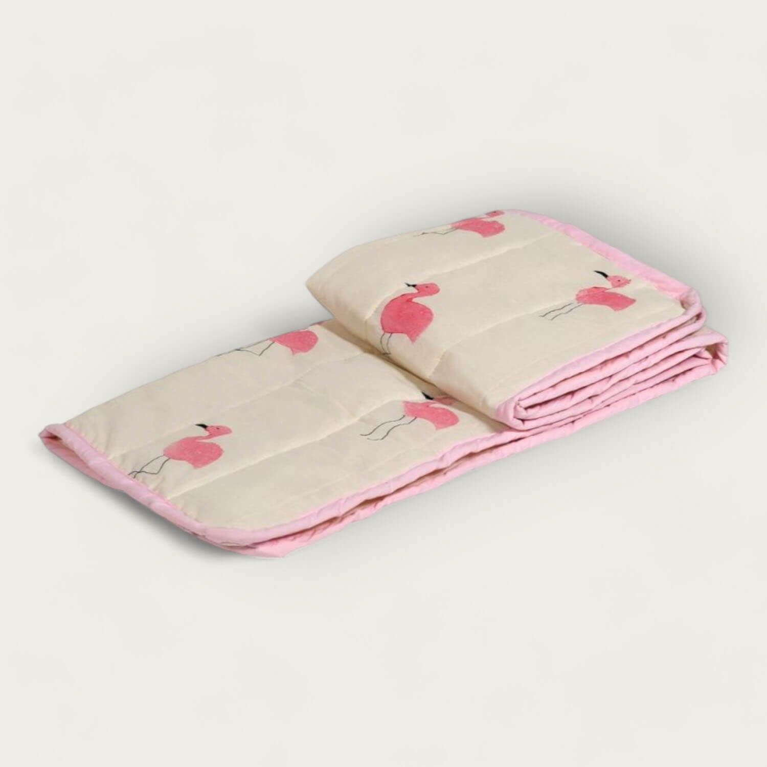 White and Pink Flamingo Bedspread image 0