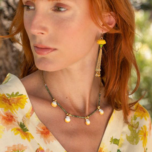 Nach Bijoux Porcelain Seashell and Hematite Necklace image 1