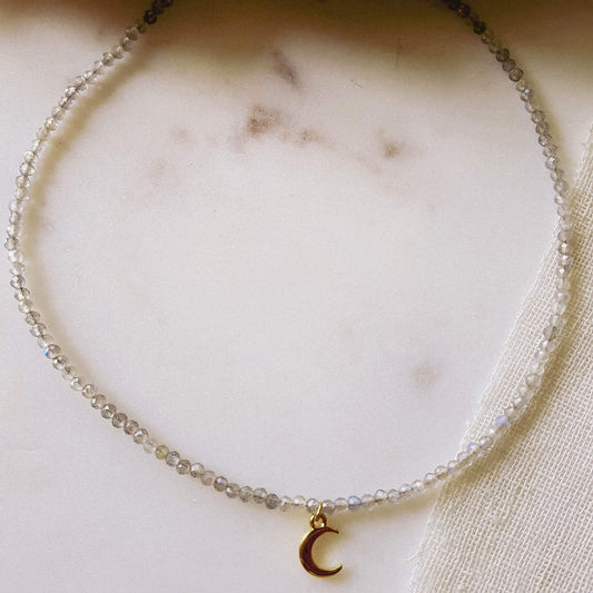 Lune Labradorite and Gold Necklace image 0