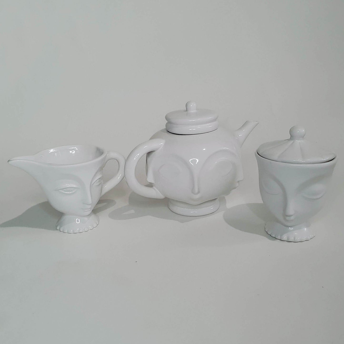 Handmade Three Piece Faces Tea Set image 1