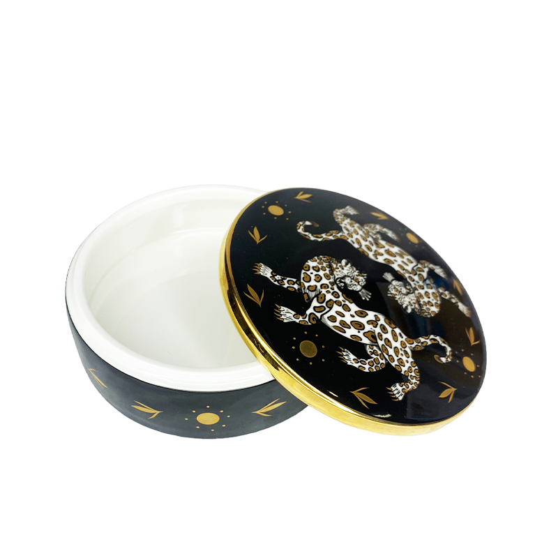 Cheetah Dance Bone China Trinket Box