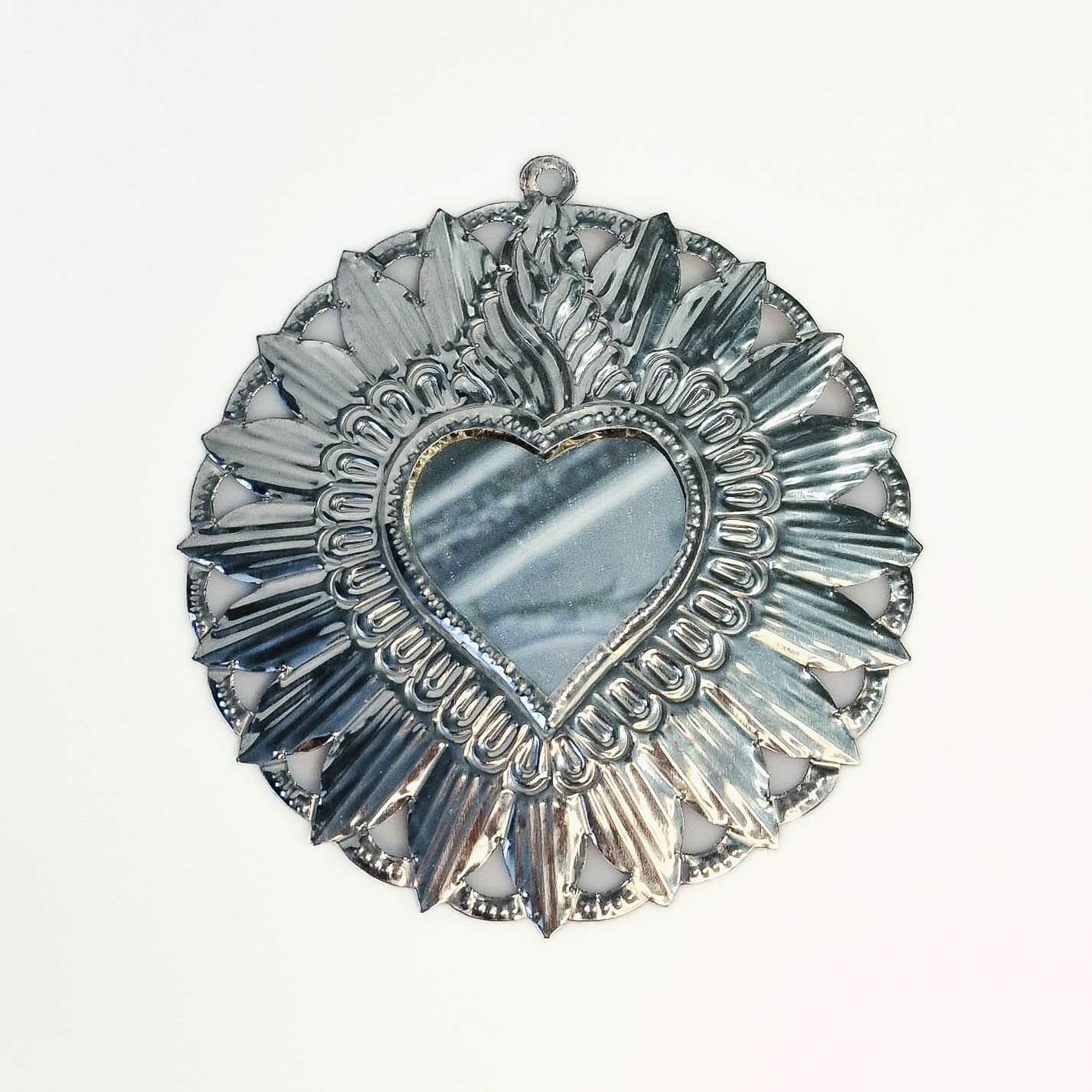 Handmade Flaming Heart Mexican Mirror image 0