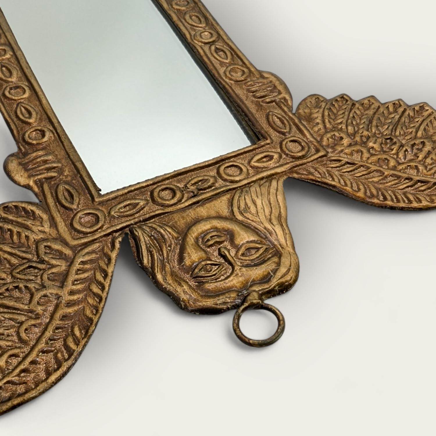 Handmade Gold Tin Angel Wall Mirror image 3