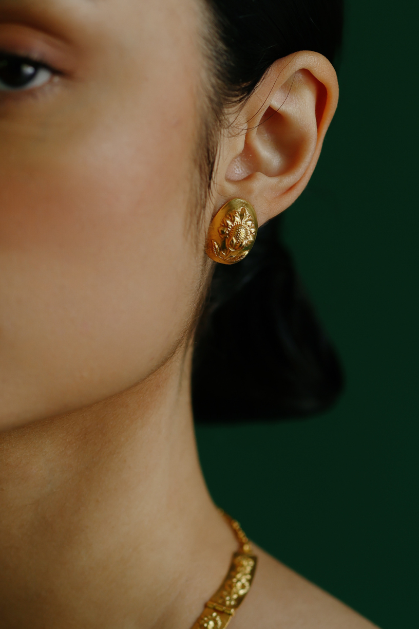 Aureate Nugget Earrings, 18k Gold Plated