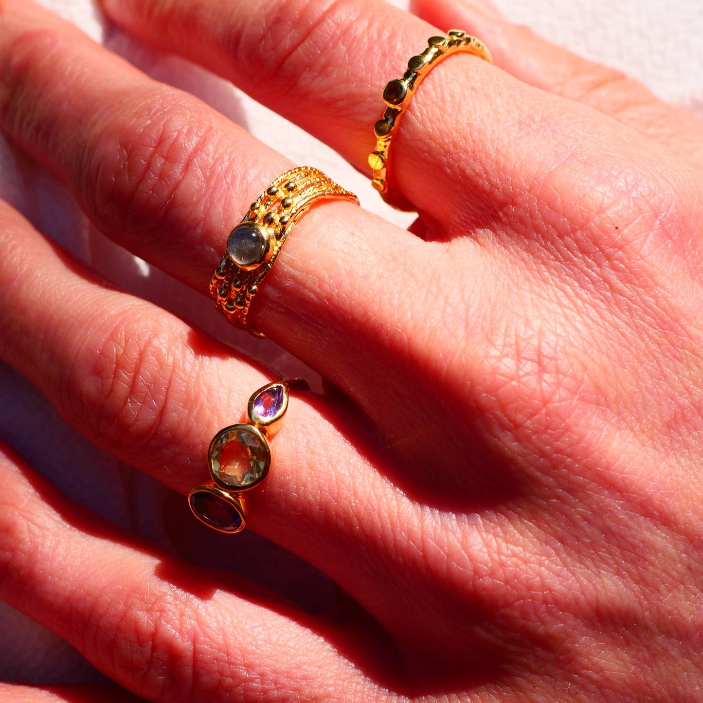 Labradorite Crystal Adjustable Ring
