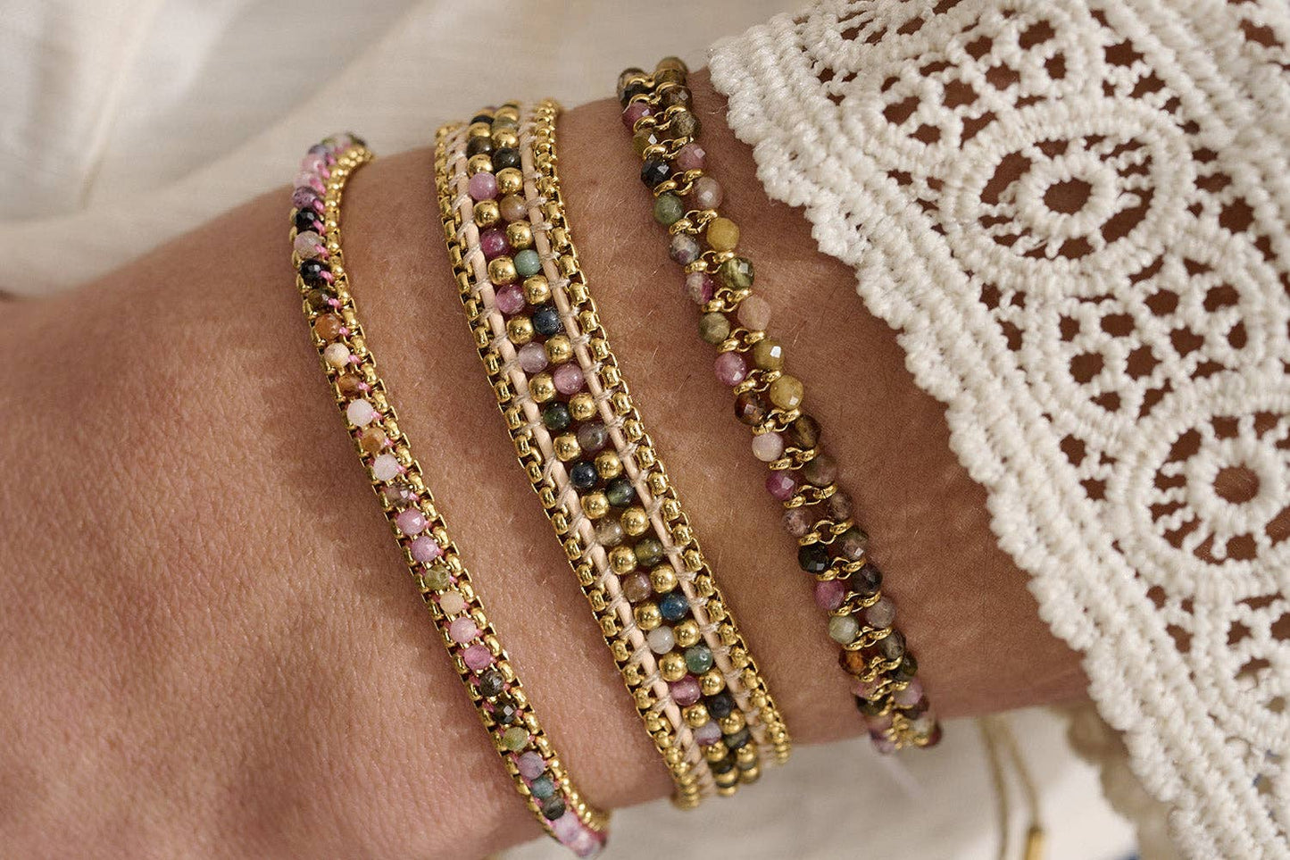 Zena Gold & Tourmaline Gemstone Beaded Bracelet