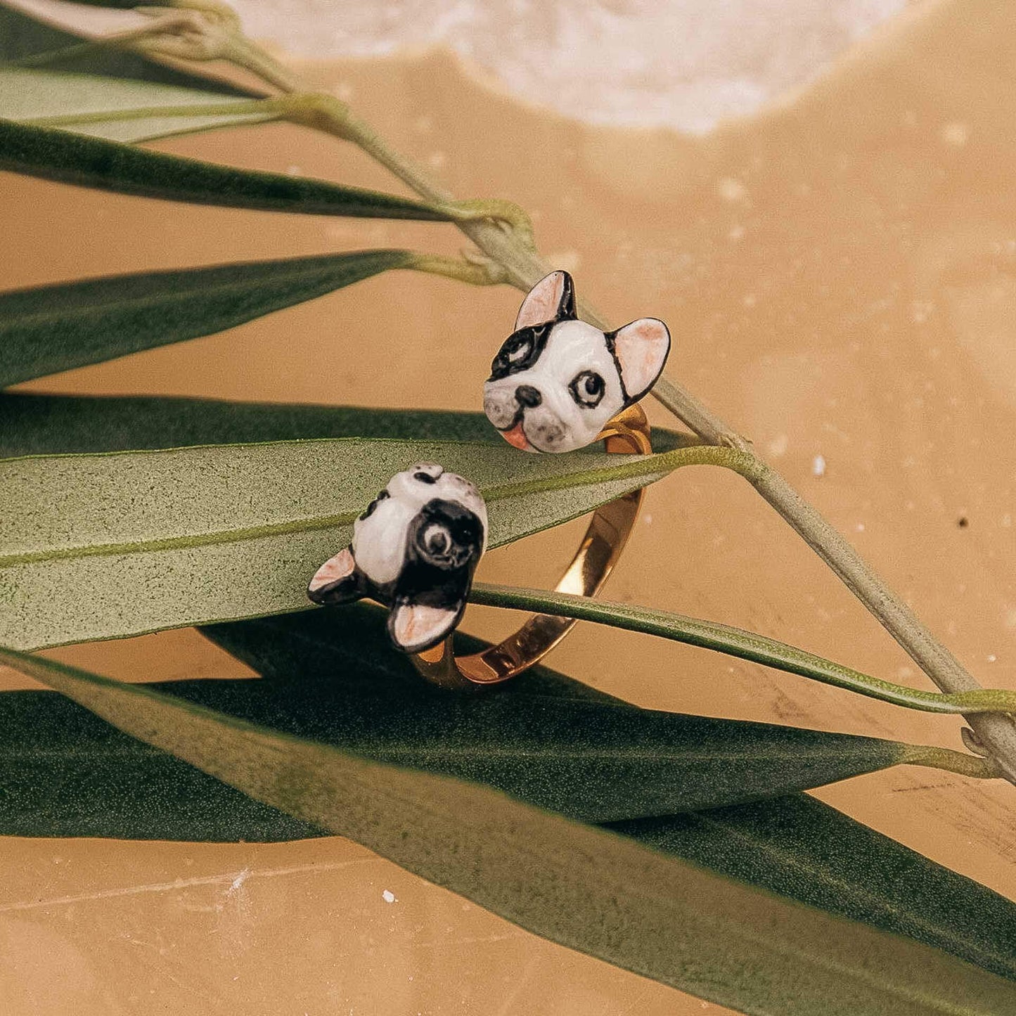 Nach Handcrafted Porcelain French Bulldog Face Ring image 3