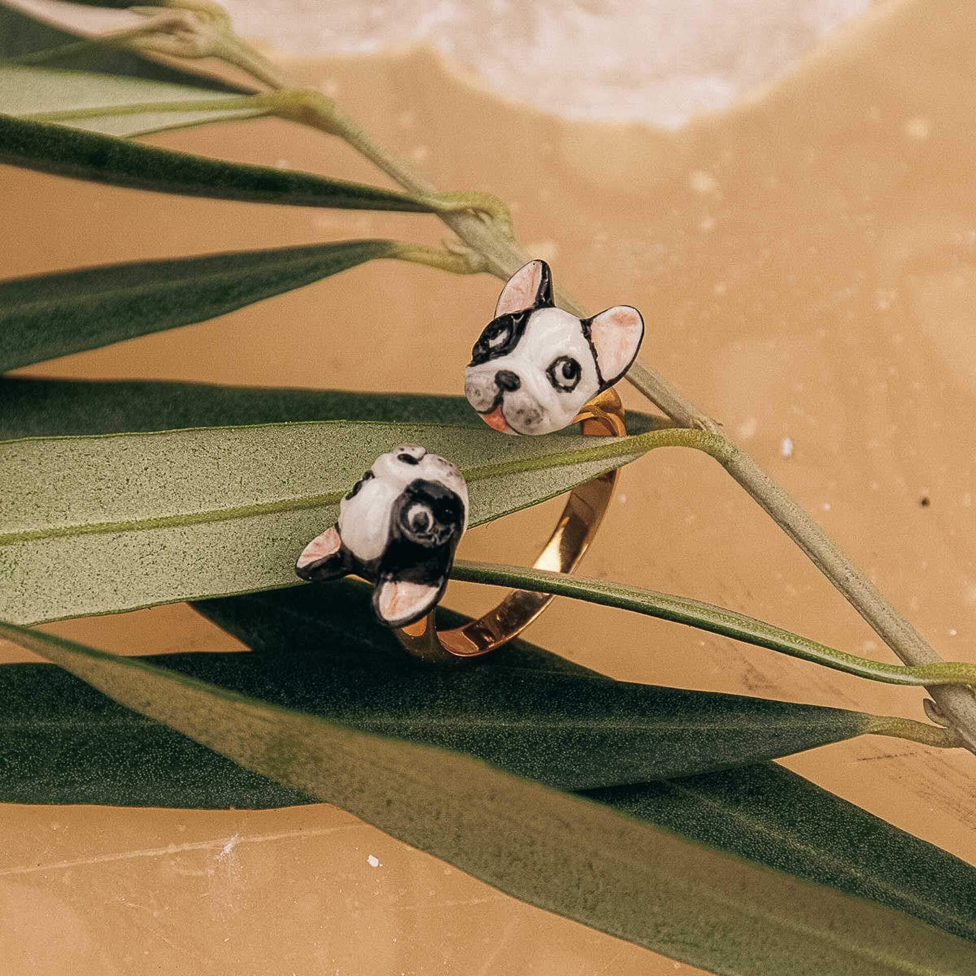 Nach Handcrafted Porcelain French Bulldog Face Ring image 3