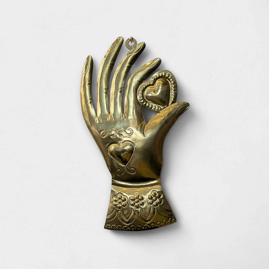 Handmade Brass Conquistador's Heart Hand Ex-Voto image 0