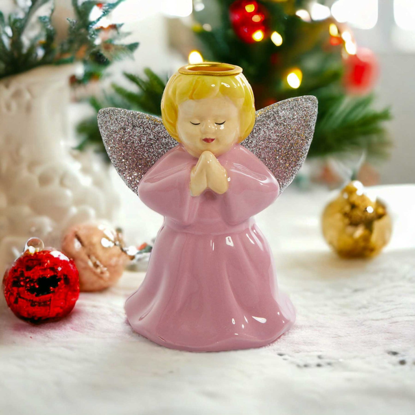 Ceramic Pink Angel Candleholder image 0