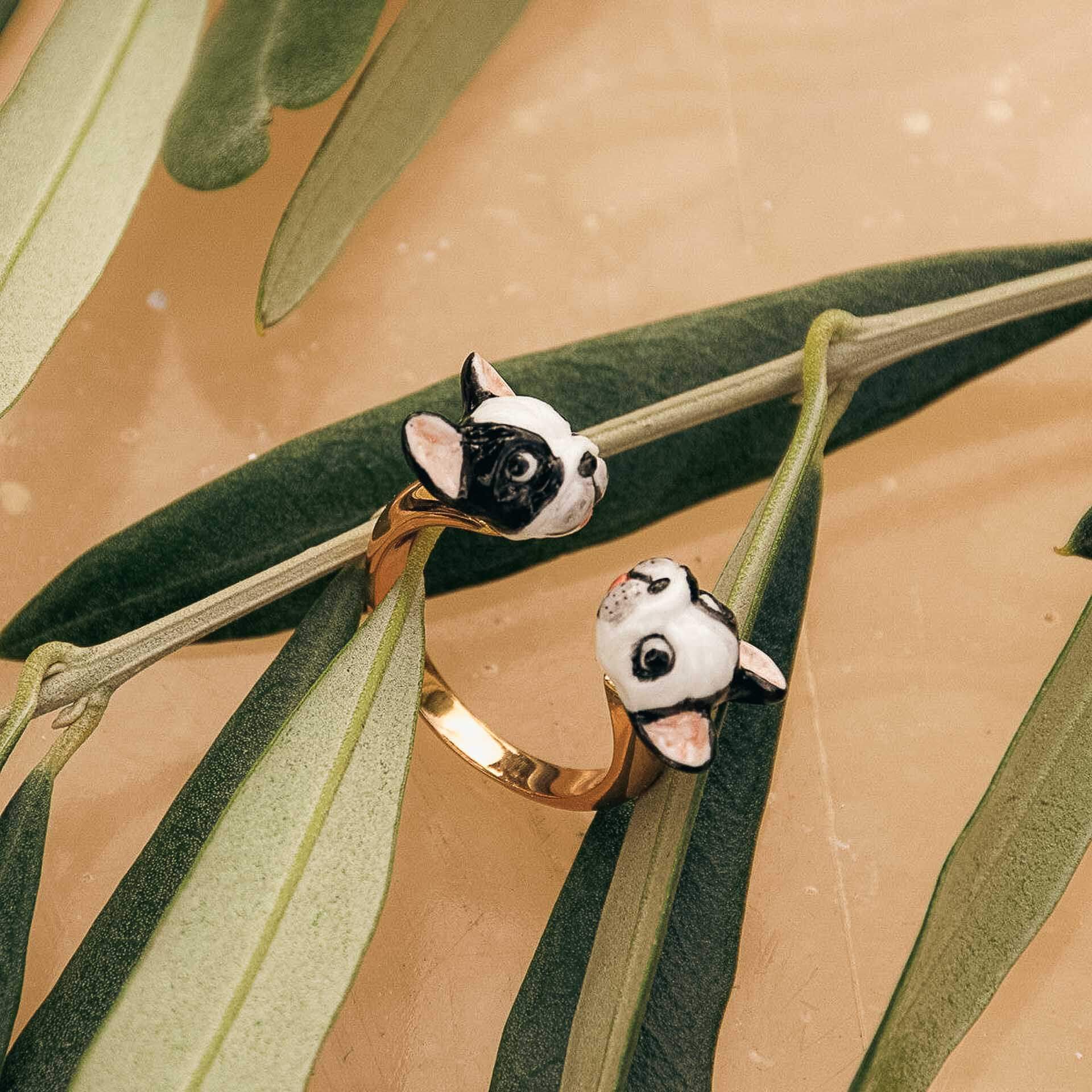 Nach Handcrafted Porcelain French Bulldog Face Ring image 2