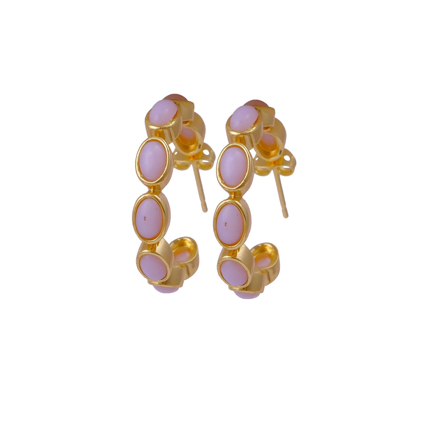 Handmade Opal Stud Gemstone Oval Hoop Earrings