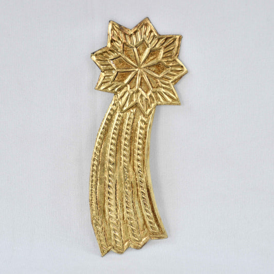 Gold Tone Embossed Wishing Star Wall Decoration