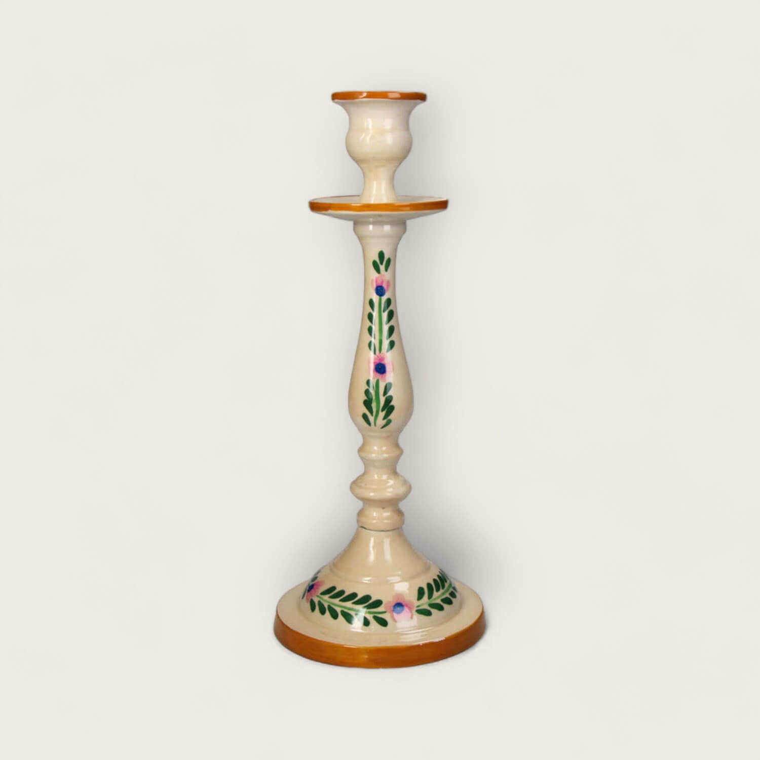 Aluminum Candlestick with Floral Design image 0