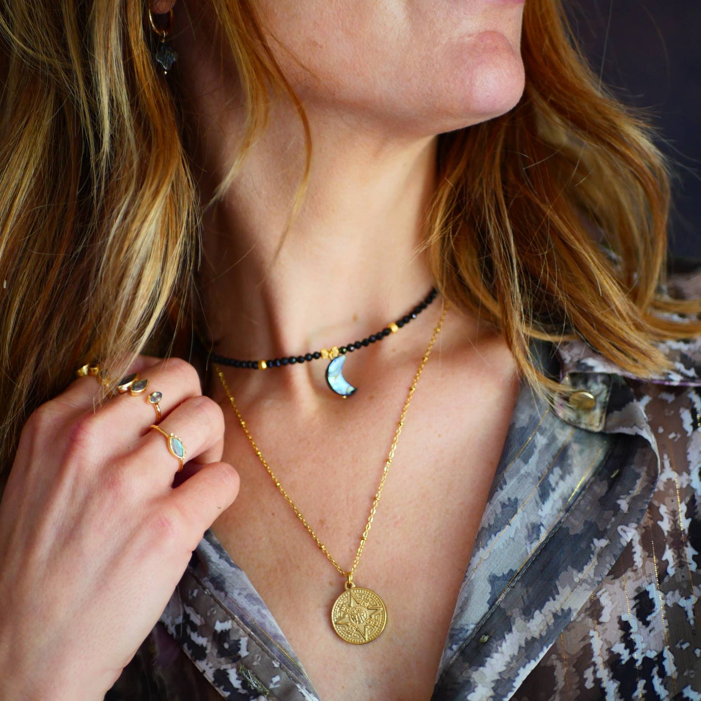 Talisman Pendant Necklace, Stainless Steel, Gold Plated