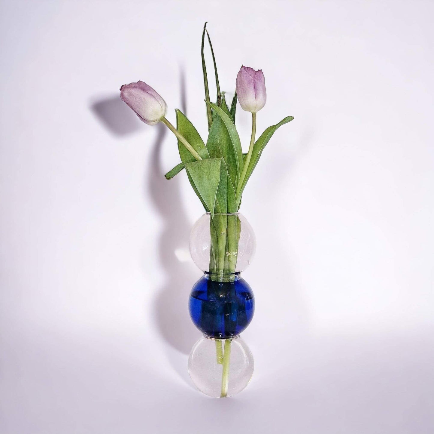 Blue and Pink Triple Bubble Glass Vase image 0