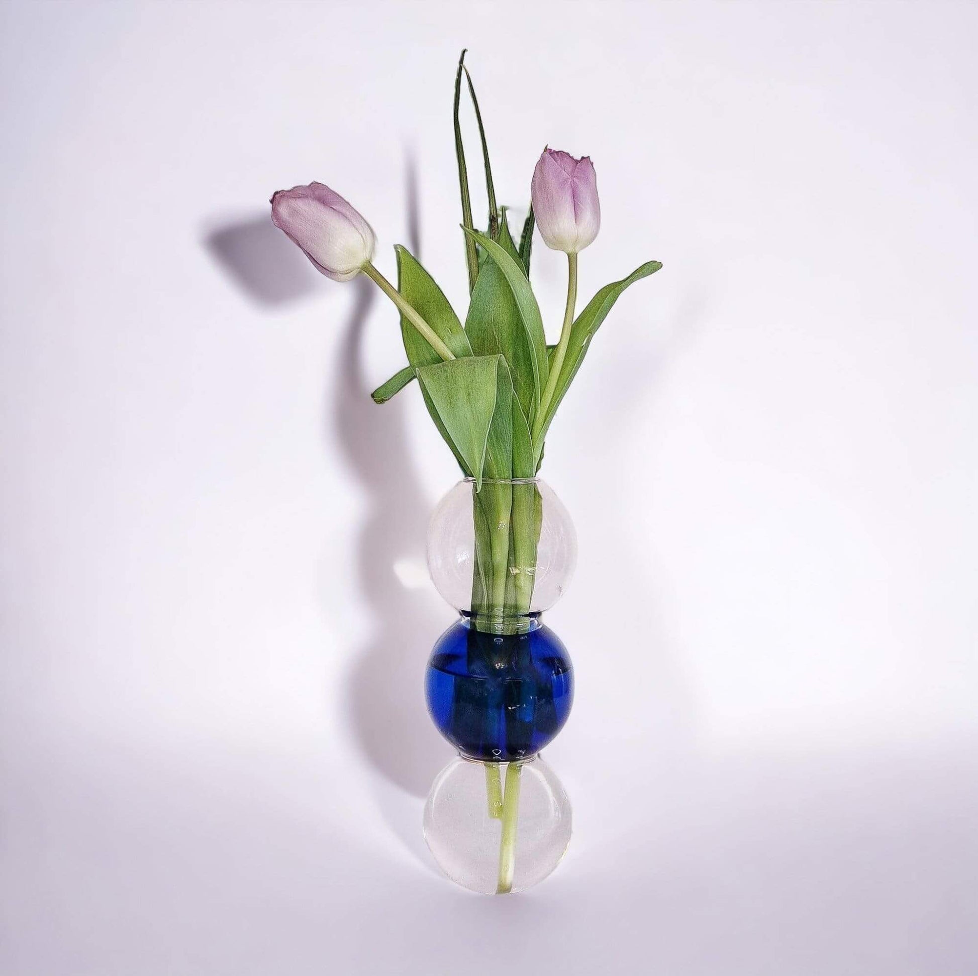 Blue and Pink Triple Bubble Glass Vase image 0