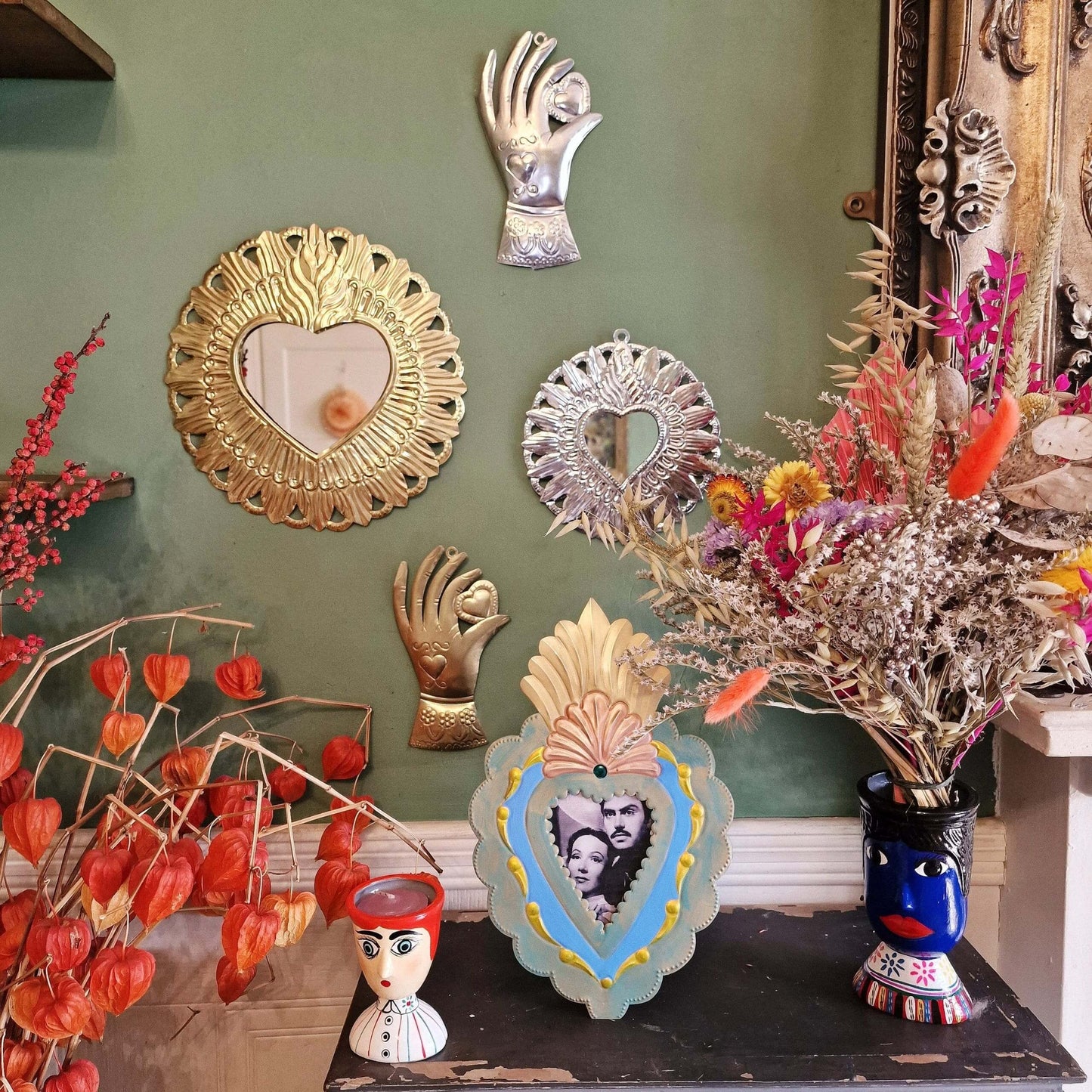Mexican Tin Heart Mirror image 2