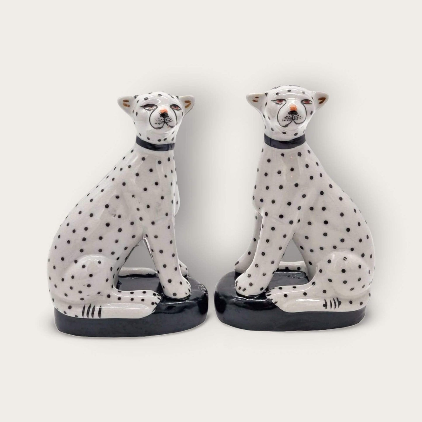 Pair of Hand Painted Porcelain Sitting Leopards image 2