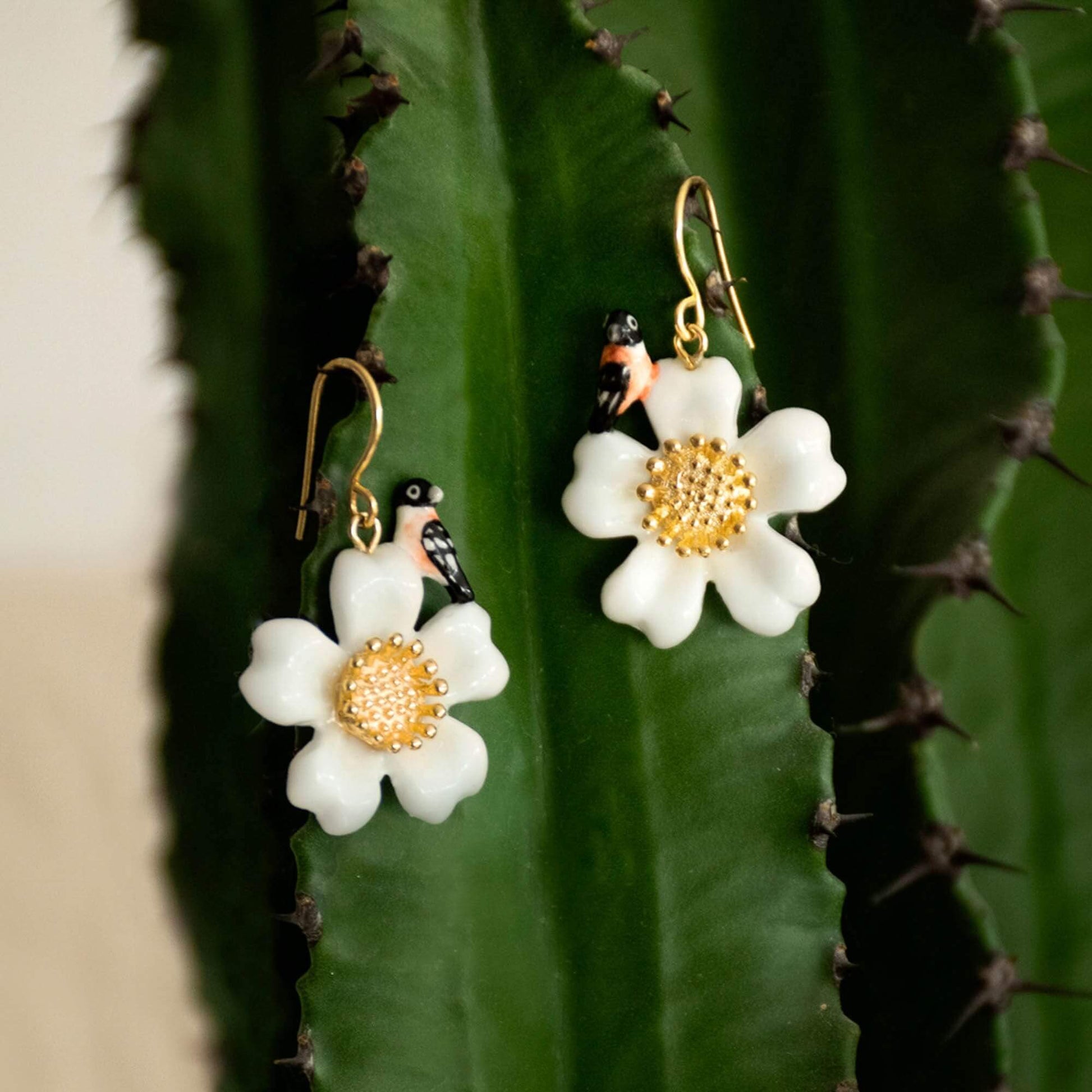 Nach Flower and Bird Porcelain Earrings image 2
