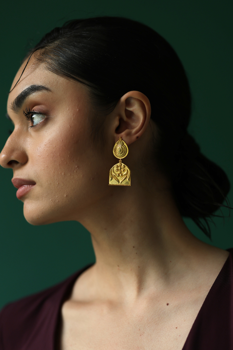 Empress Drop Earrings, 18K Gold Plated