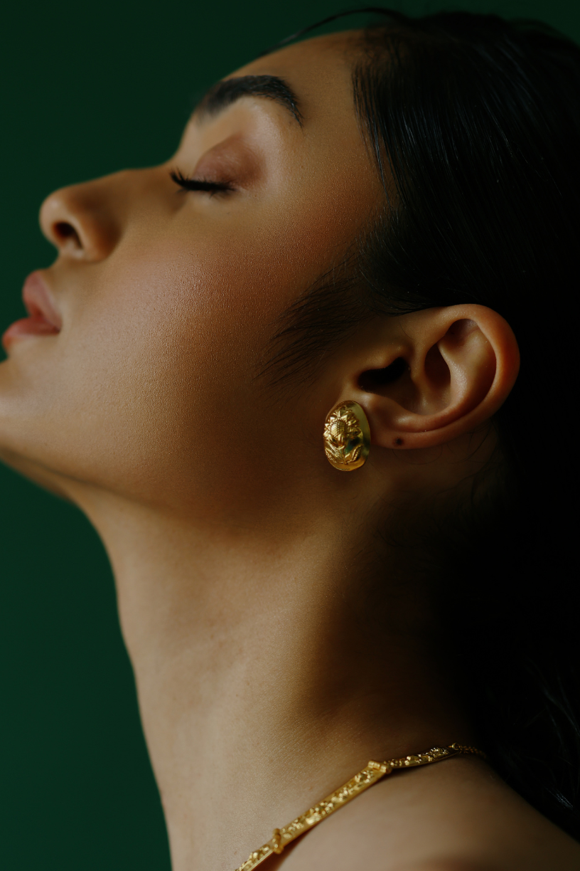 Aureate Nugget Earrings, 18k Gold Plated