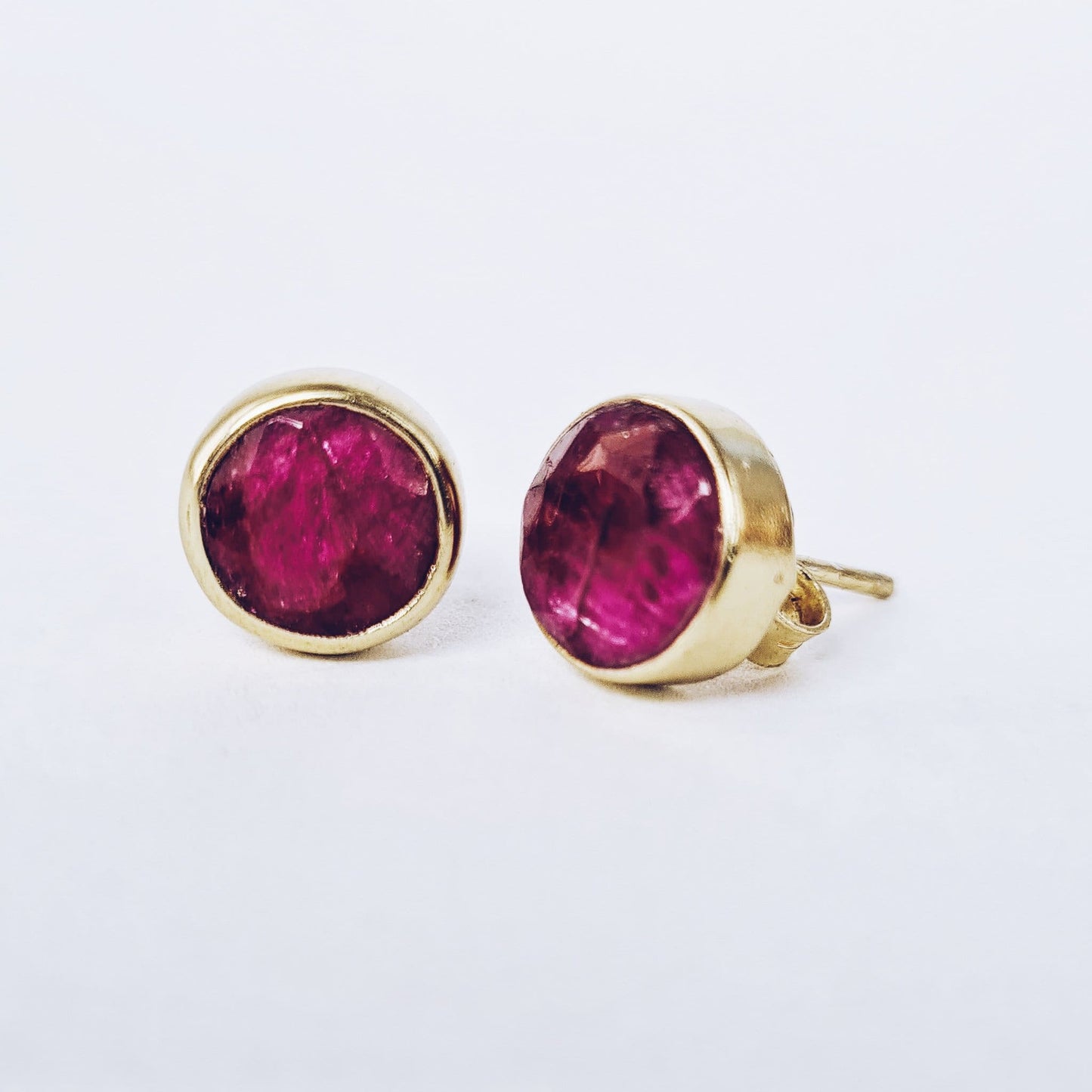 18-Karat Gold Plated Ruby Studs image 0